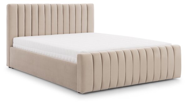 Pat tapițat cu ladă de depozitare Livani 160x200 - velur bej Velluto 2