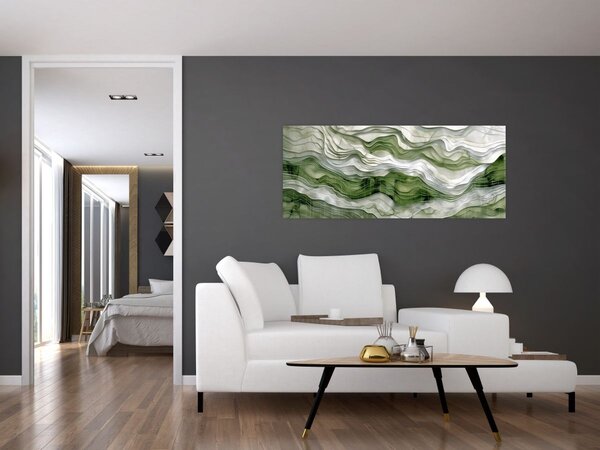 Tablou - Undele verzi și albe (120x50 cm)