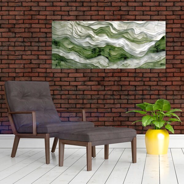 Tablou - Undele verzi și albe (120x50 cm)