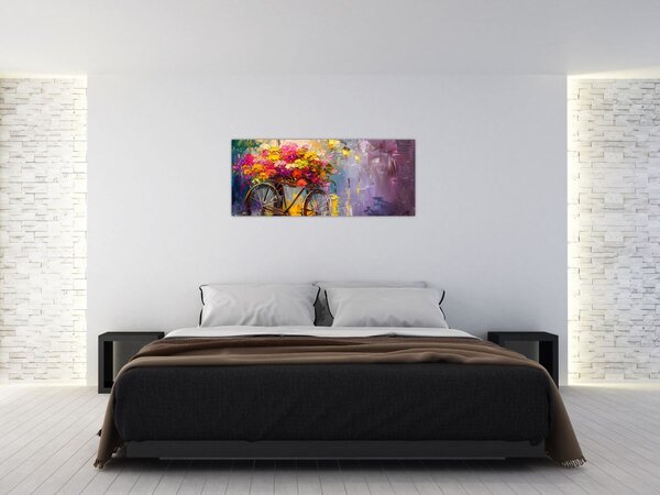 Tablou - Roată cu flori (120x50 cm)
