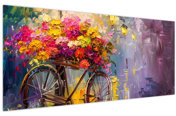 Tablou - Roată cu flori (120x50 cm)