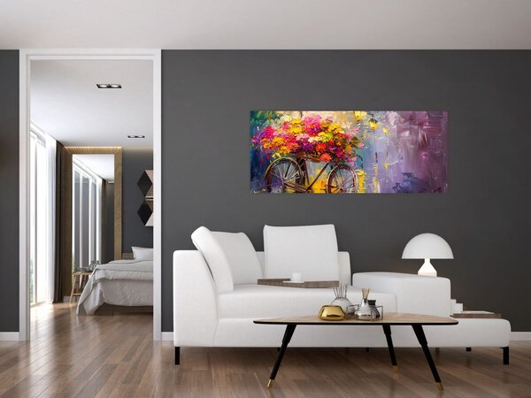 Tablou - Roată cu flori (120x50 cm)