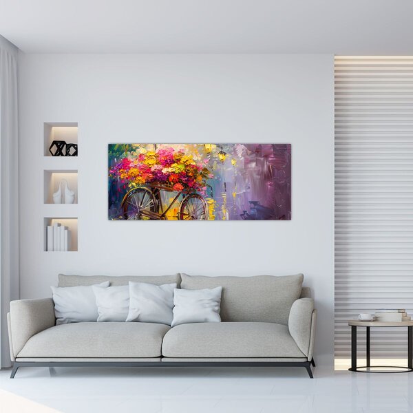 Tablou - Roată cu flori (120x50 cm)