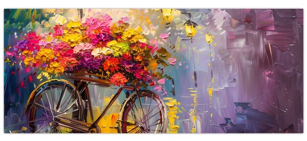 Tablou - Roată cu flori (120x50 cm)