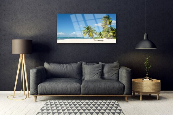 Tablou pe sticla Palm Beach Copaci Peisaj Brun Verde