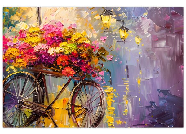 Tablou - Roată cu flori (90x60 cm)