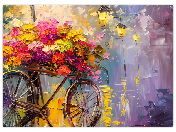 Tablou - Roată cu flori (70x50 cm)