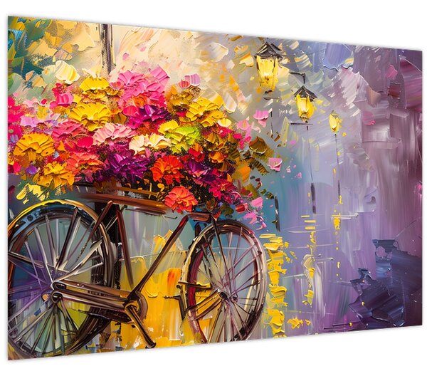 Tablou - Roată cu flori (90x60 cm)