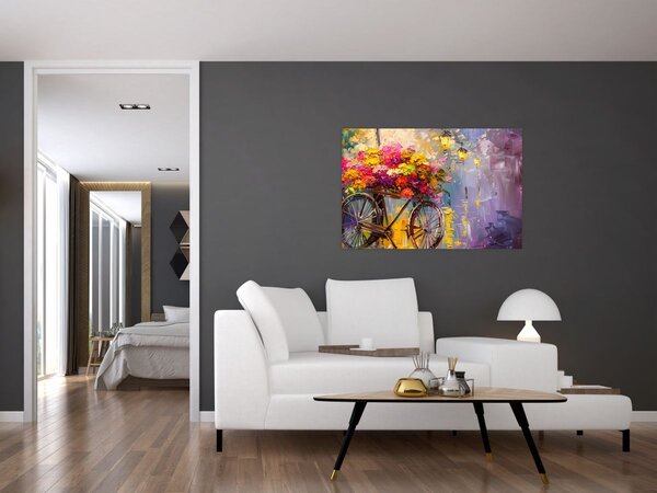 Tablou - Roată cu flori (90x60 cm)