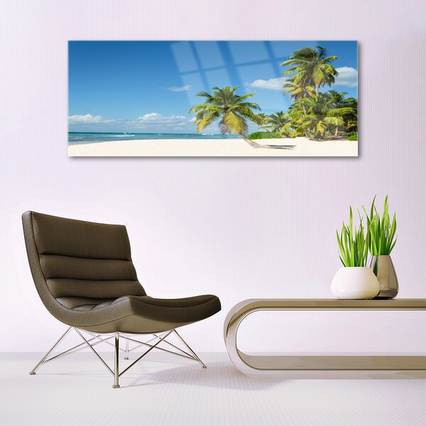 Tablou pe sticla Palm Beach Copaci Peisaj Brun Verde