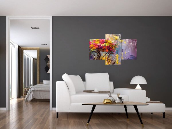 Tablou - Roată cu flori (90x60 cm)