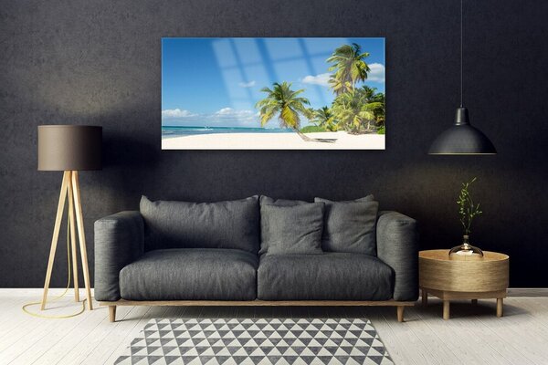 Tablou pe sticla Palm Beach Copaci Peisaj Brun Verde
