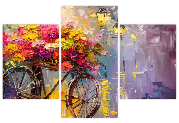 Tablou - Roată cu flori (90x60 cm)