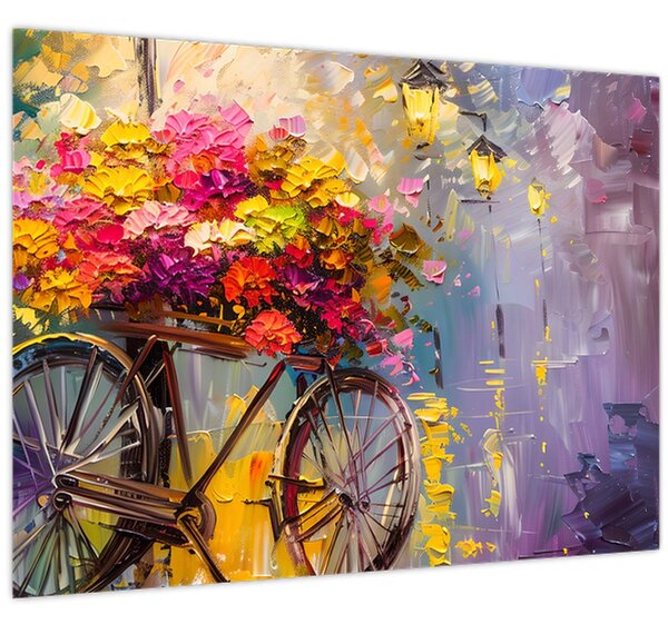 Tablou - Roată cu flori (70x50 cm)
