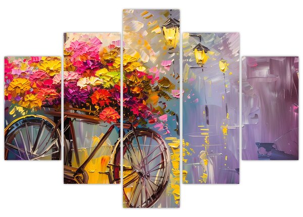 Tablou - Roată cu flori (150x105 cm)