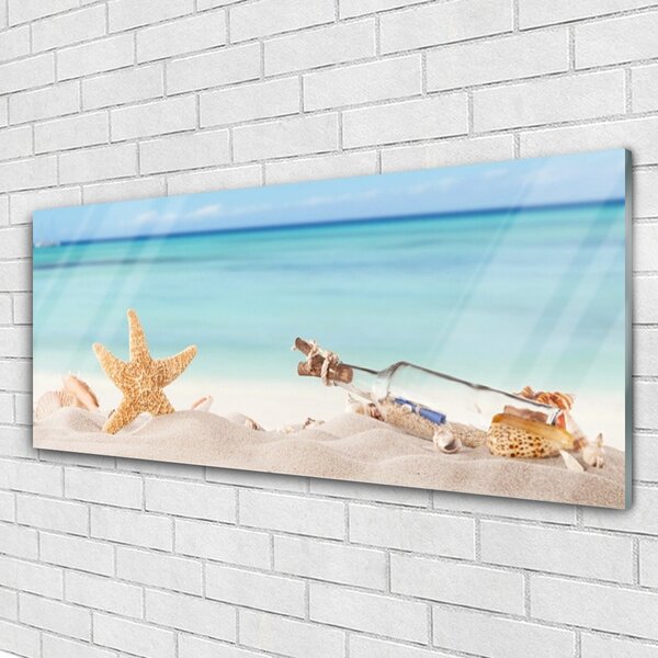 Tablou pe sticla Nisip Starfish Sticla Art Brown Bej