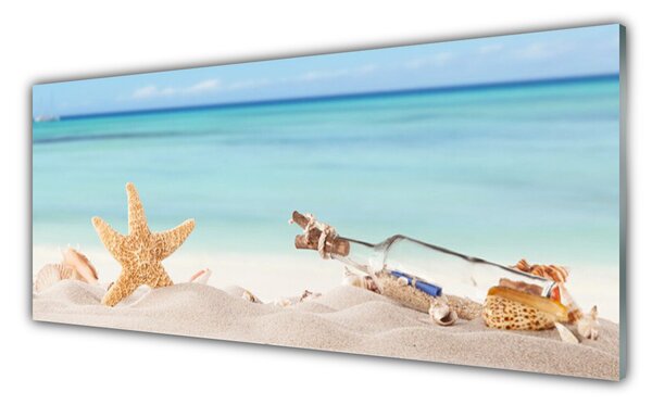 Tablou pe sticla Nisip Starfish Sticla Art Brown Bej