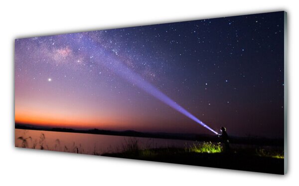 Tablou pe sticla Sky Sea Peisaj Violet Galben Negru