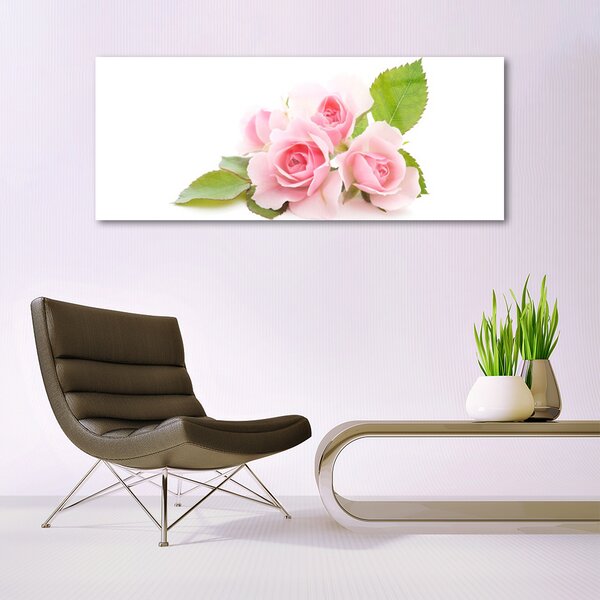 Tablou pe sticla Trandafiri roz Floral
