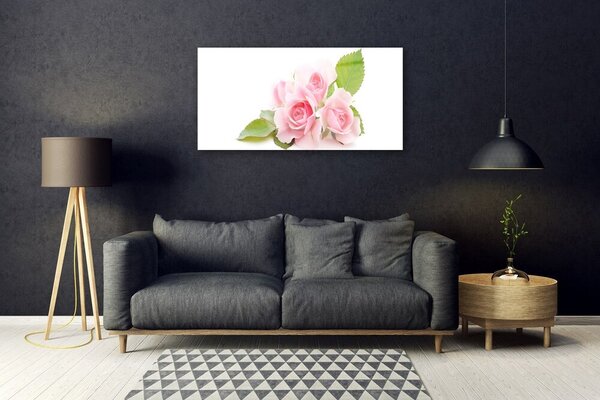 Tablou pe sticla Trandafiri roz Floral