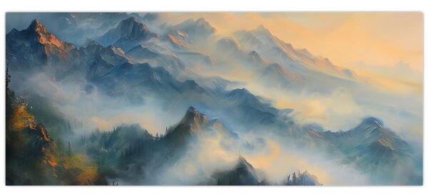 Tablou - Peisaj montan pictat (120x50 cm)