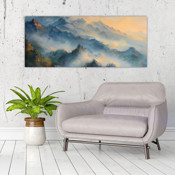 Tablou - Peisaj montan pictat (120x50 cm)