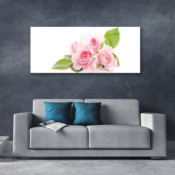 Tablou pe sticla Trandafiri roz Floral