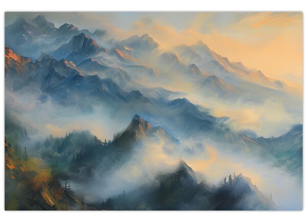 Tablou - Peisaj montan pictat (90x60 cm)