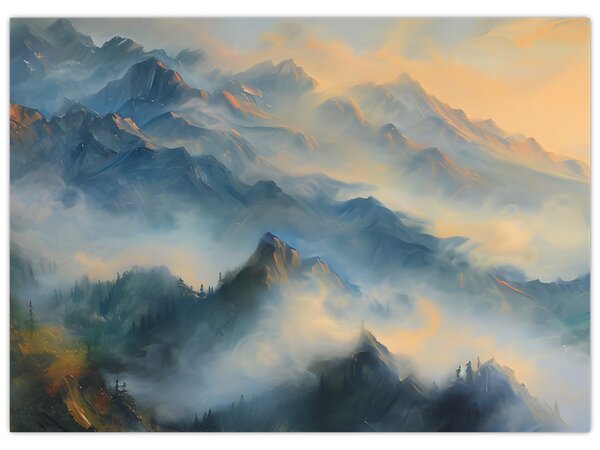 Tablou - Peisaj montan pictat (70x50 cm)