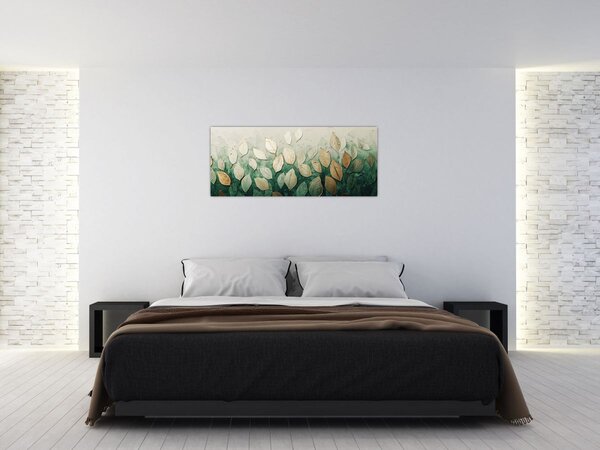 Tablou - Frunze verzi-aurii (120x50 cm)