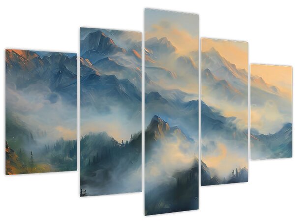 Tablou - Peisaj montan pictat (150x105 cm)