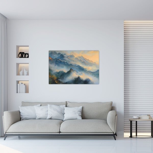 Tablou - Peisaj montan pictat (90x60 cm)