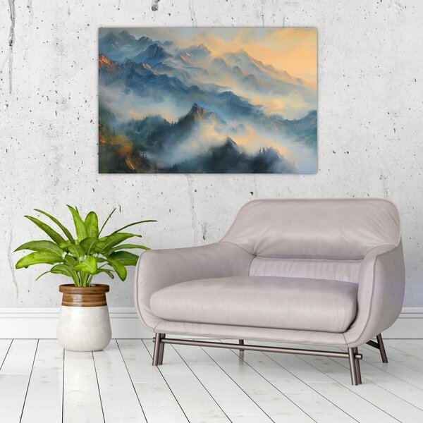 Tablou - Peisaj montan pictat (90x60 cm)