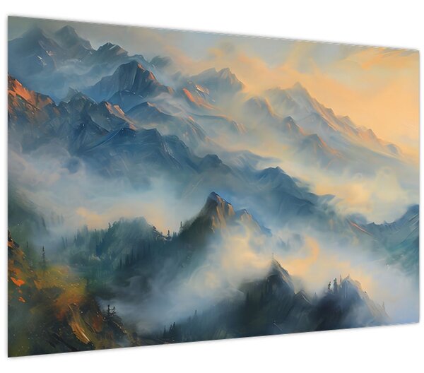 Tablou - Peisaj montan pictat (90x60 cm)
