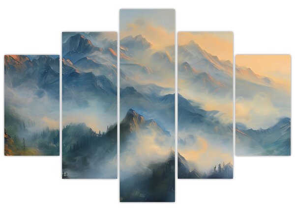 Tablou - Peisaj montan pictat (150x105 cm)