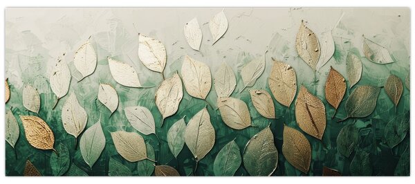 Tablou - Frunze verzi-aurii (120x50 cm)