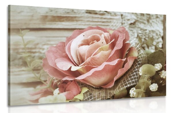 Tablou trandafir roz vintage