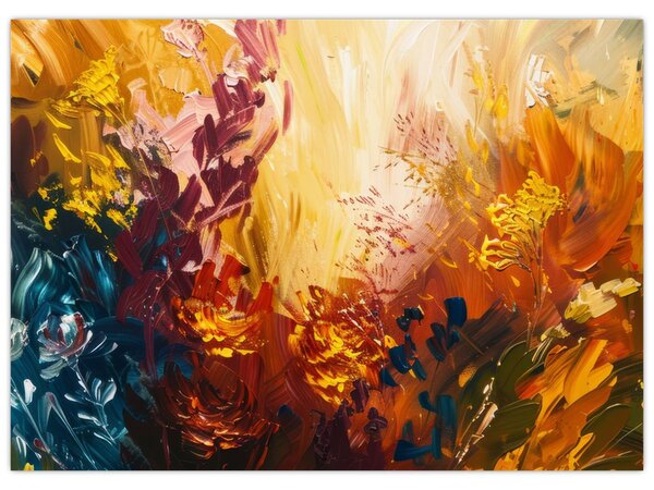Tablou - pictură abstractă de flori (70x50 cm)