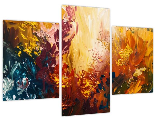 Tablou - pictură abstractă de flori (90x60 cm)