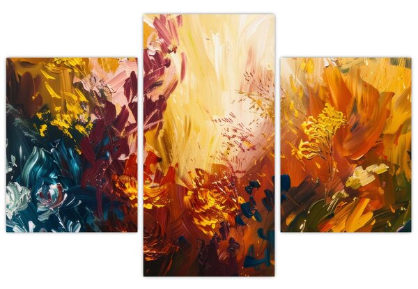 Tablou - pictură abstractă de flori (90x60 cm)