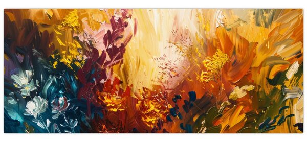 Tablou - pictură abstractă de flori (120x50 cm)