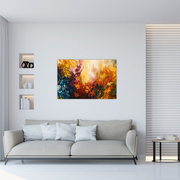 Tablou - pictură abstractă de flori (90x60 cm)