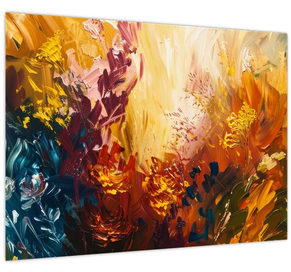 Tablou - pictură abstractă de flori (70x50 cm)