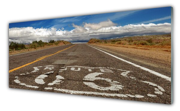 Tablou pe sticla Road Peisaj Gri Alb