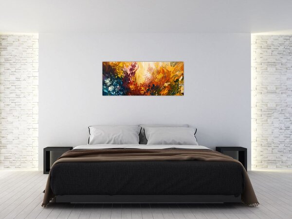 Tablou - pictură abstractă de flori (120x50 cm)