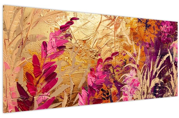 Tablou - Pictură abstractă de flori II. (120x50 cm)