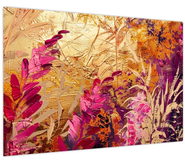 Tablou - Pictură abstractă de flori II. (90x60 cm)