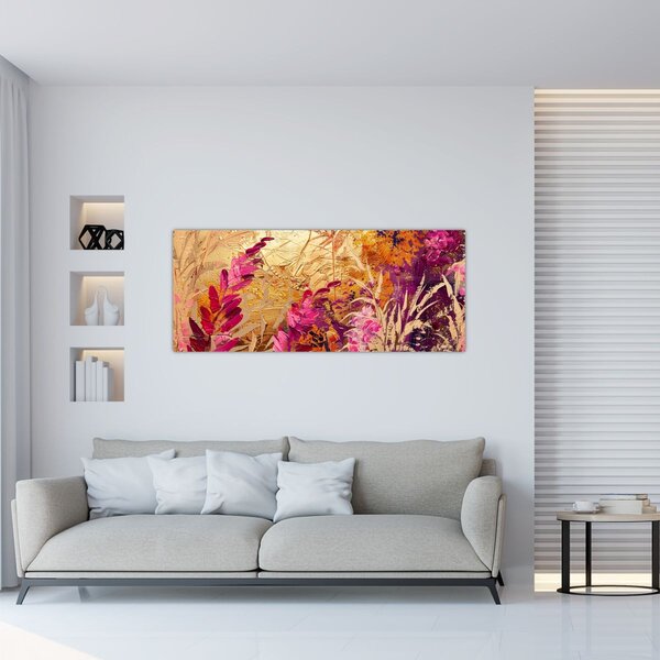 Tablou - Pictură abstractă de flori II. (120x50 cm)