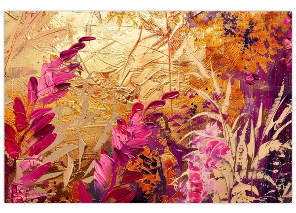 Tablou - Pictură abstractă de flori II. (90x60 cm)