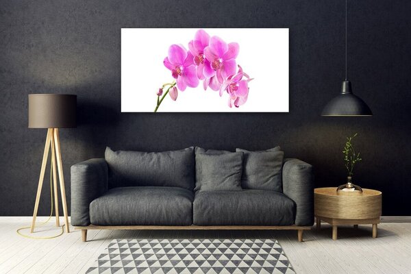 Tablou pe sticla Flori roz Floral